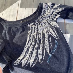 Armani Exchange Rhinestone Wings Tunic Sweatshirt